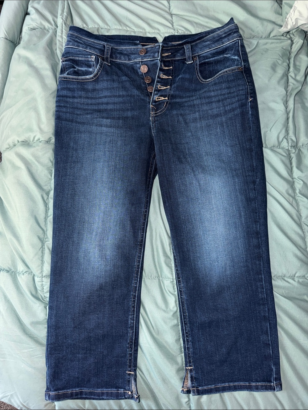Maurices Dark Blue Button-Fly Cropped Jeans